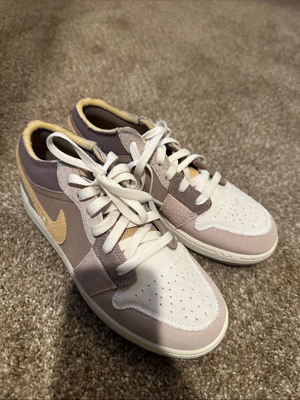 Nike Women’s Low-Top Sneakers in Cream, Taupe and Gold